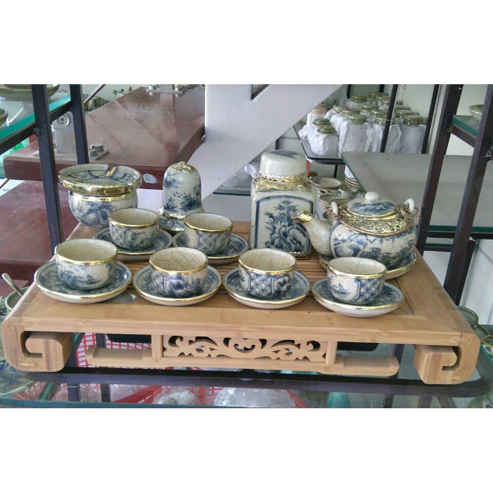 bộ ấm chén gốm chu đậu Bát Tràng
