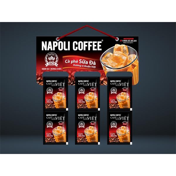 Cà Phê Sữa Nóng Hòa Tan 3in1 - Dạng Dây -  Napoli Coffee - 10gói x 22g [ 40 dây / thùng]