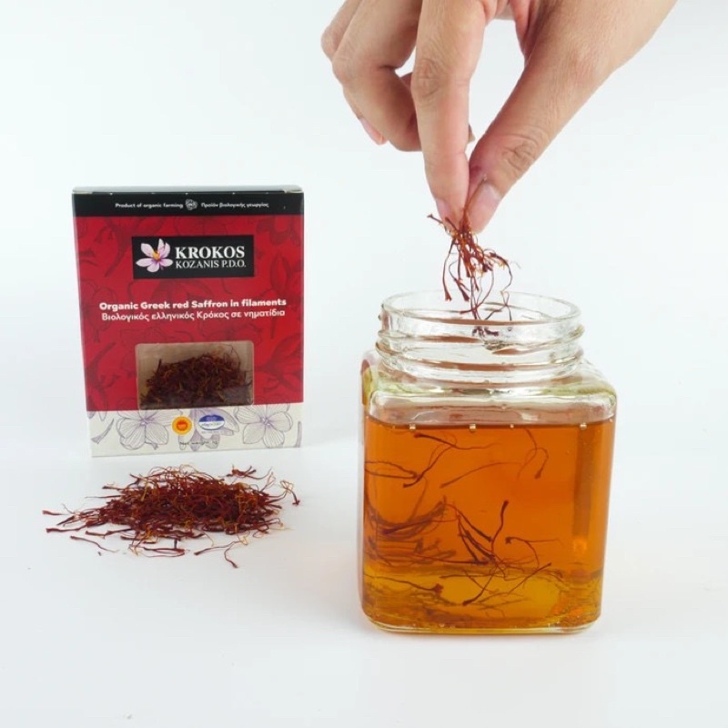 Nhụy Hoa Nghệ Tây Saffron Organic Hy Lạp nhãn hiệu Krokos Kozanis hộp giấy đỏ 1g