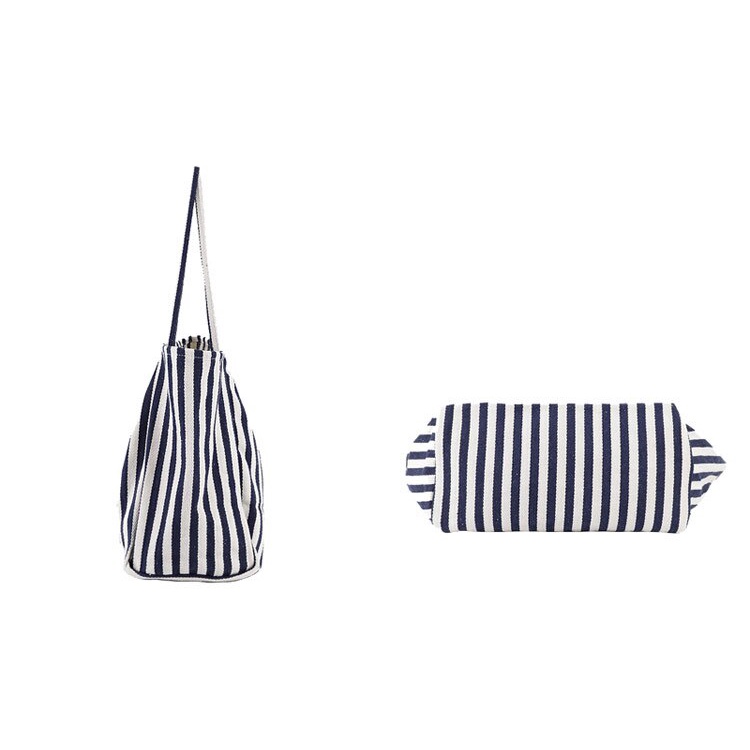 Túi Xách Vải Canvas Họa Tiết Sọc Thời Trang Cho Nữ