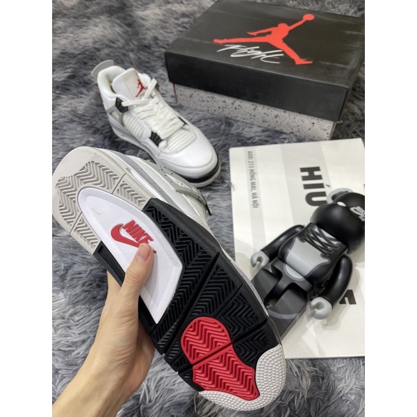 (Híu)Giầy Nam Air Jordan 4 Cement |Xám Trắng | Da Cực Tốt | Đế Khâu Gắn Chip