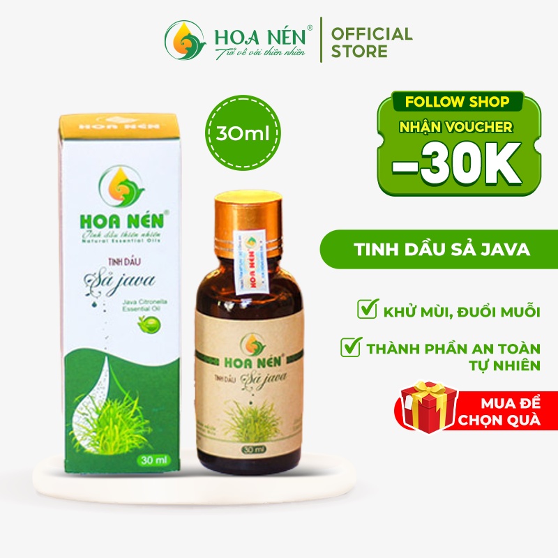 Tinh dầu sả java 30ml - Hoa Nén - Hương thơm mát, khử mùi, đuổi muỗi, côn trùng