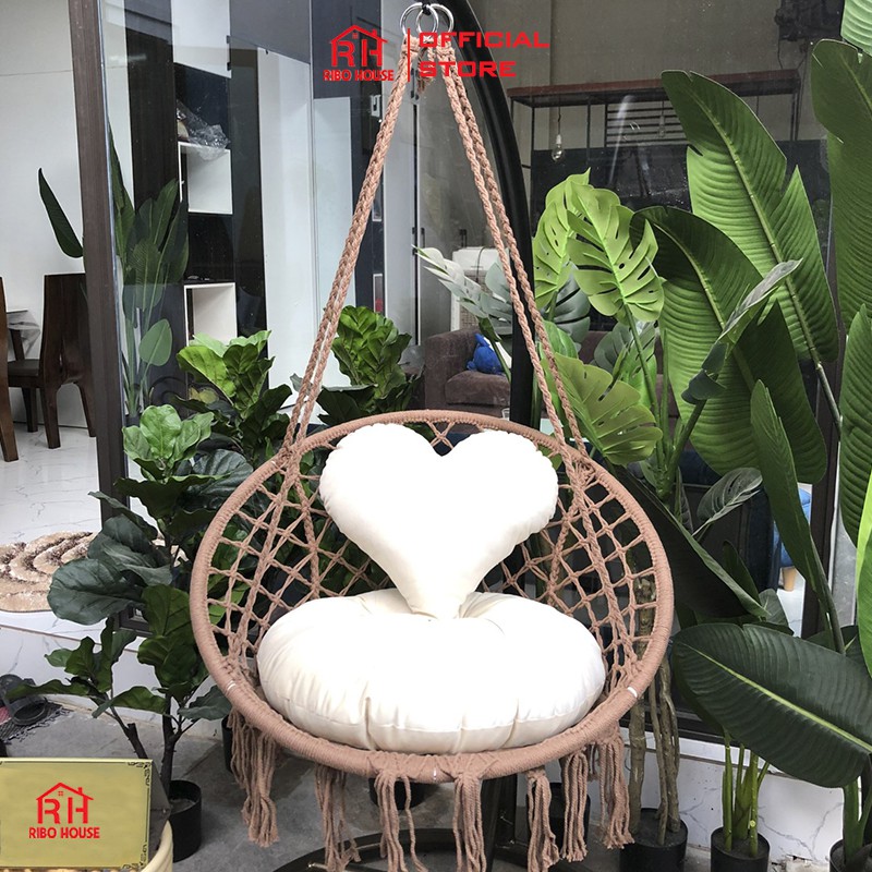 Ghế xích đu RIBO HOUSE dạng võng tinh tế trọng lượng 160kg, ghế thư giãn trang trí ban công phòng ngủ quán cafeRIBO152