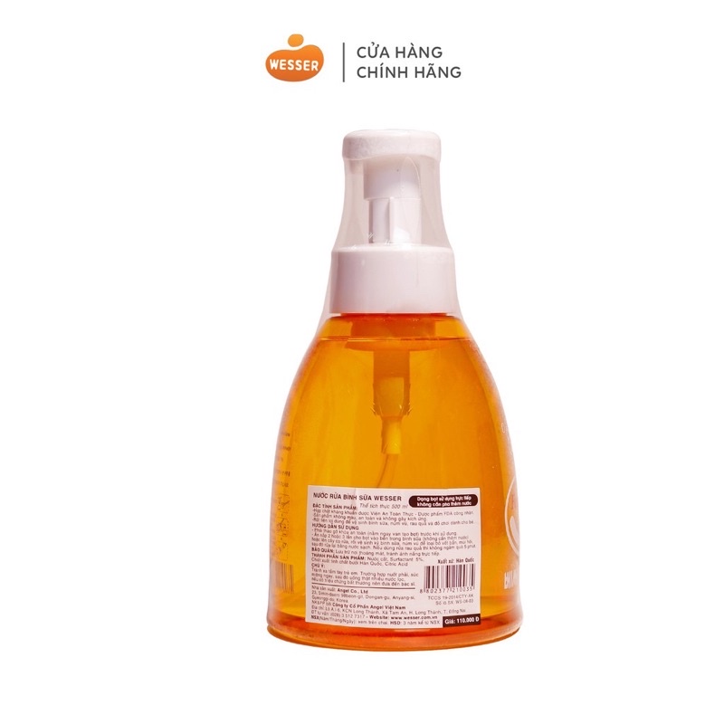 Chính Hãng - Nước rửa bình sữa Wesser dạng chai và Gói 500ml