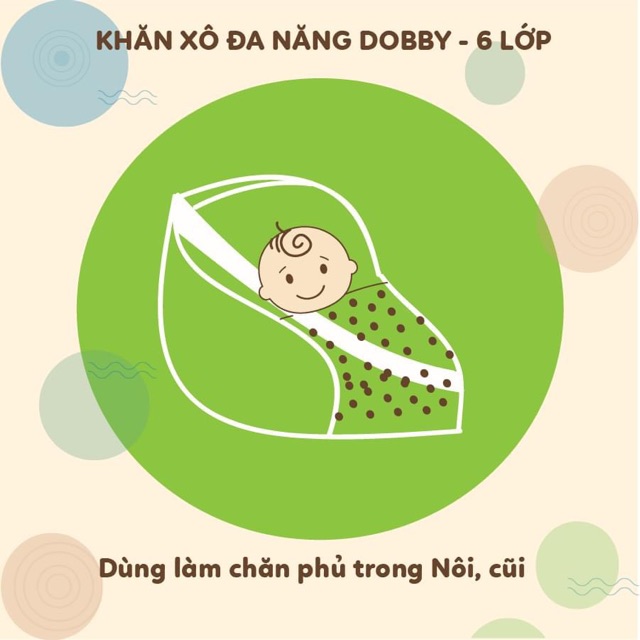 [LULLABY SALE] Khăn xô đa năng DOBBY - 6 lớp - PACK 1 sơ sinh bé trai bé gái