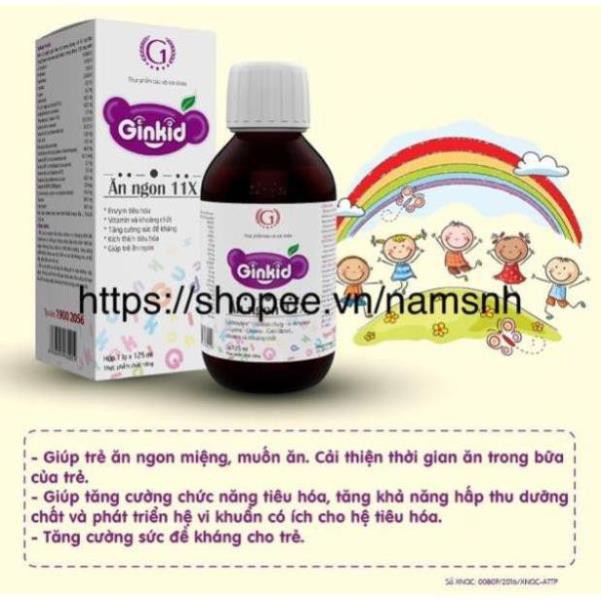 Ginkid Ăn ngon 11X cải thiện chức năng tiêu hóa cho trẻ hết biếng ăn lọ 125ml chính hãng