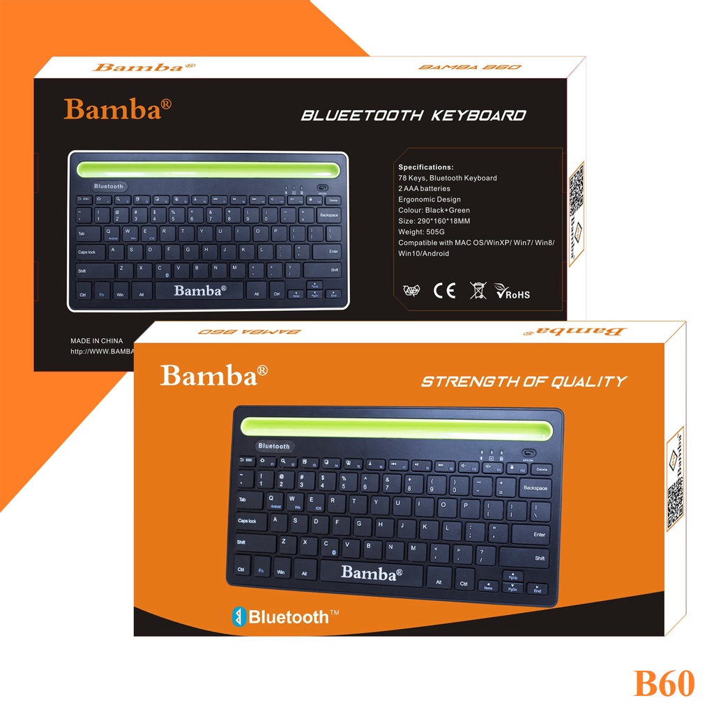 Bàn phím không dây kết nối Bluetooth mini Bamba B60 nhỏ gọn tiện lợi