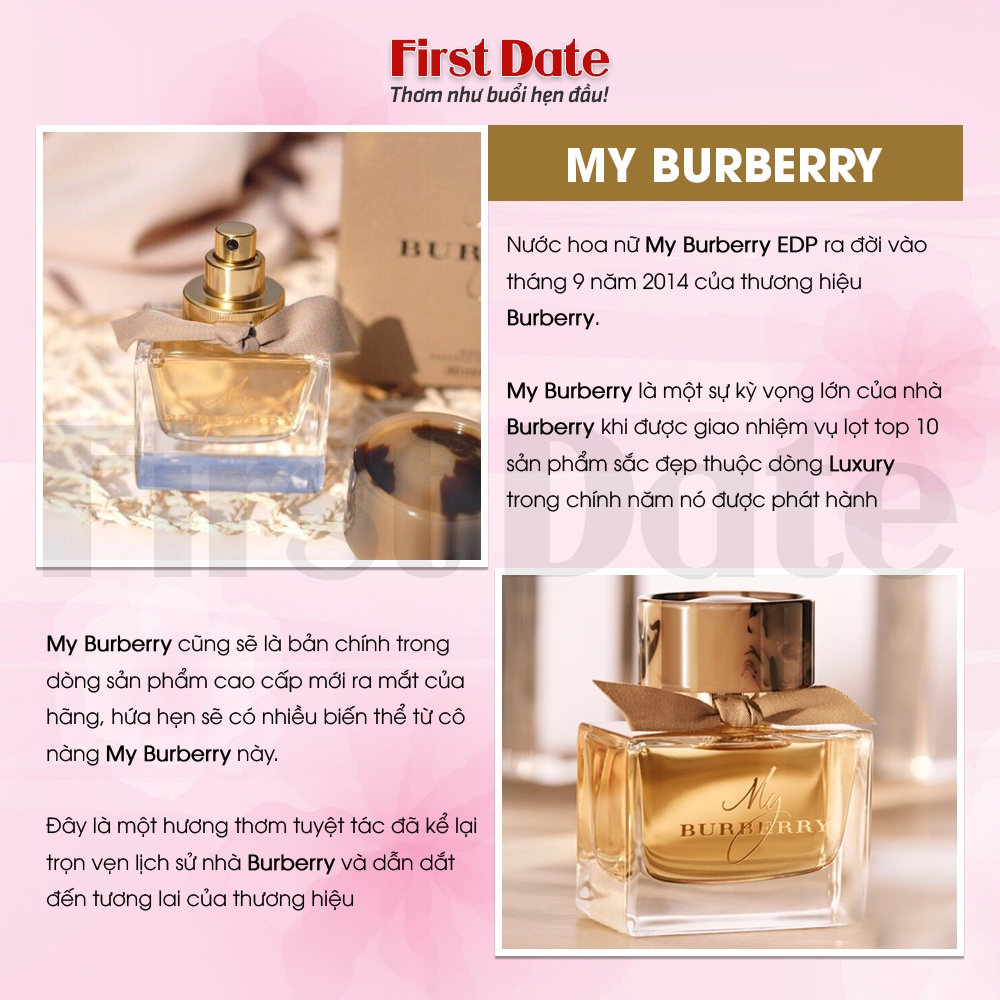 Nước hoa nữ My Burberry - Dầu thơm quyến rũ, hương thơm tinh tế sang trọng First Date