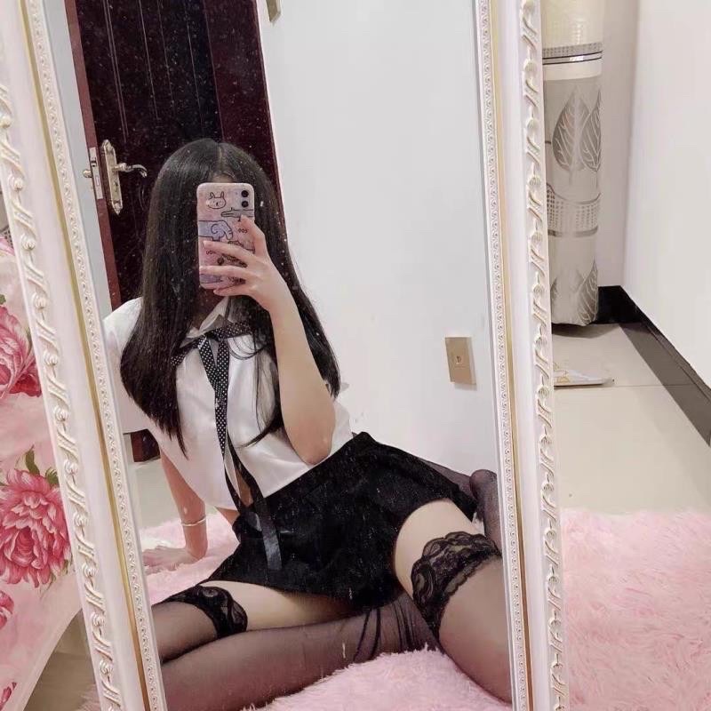 Cosplay Học Sinh Dễ Thương • ME1549 Áo Kèm Dây Nơ Đáng Yêu • Chân Váy Siêu Ngắn Gợi Cảm | BigBuy360 - bigbuy360.vn