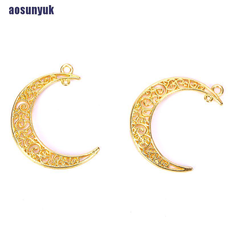 Bộ 10 mặt charm bằng hợp kim hình mặt trăng phong cách cổ điển