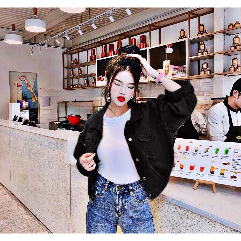 Áo Khoác Kaki Nữ Form Lửng Nút Kiểu Sau Lưng Cao Cấp KK026 Khoác JEAN Kaki Nữ