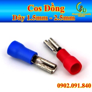Đầu cos ghim dẹp đực cái bằng đồng [100cái] cosse bấm nối dây điện cắm bình nóng lạnh, ăc quy FDD MDD 2-110