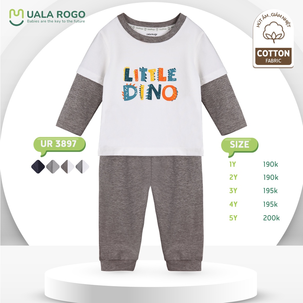 Bộ QA Dài Tay Bé Trai Size 1 đến 5 Tuổi Cotton UalaRogo