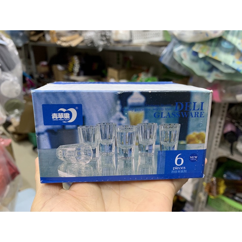Bộ 6 chén uống rượu Deli gân cao cấp 18ml #5593