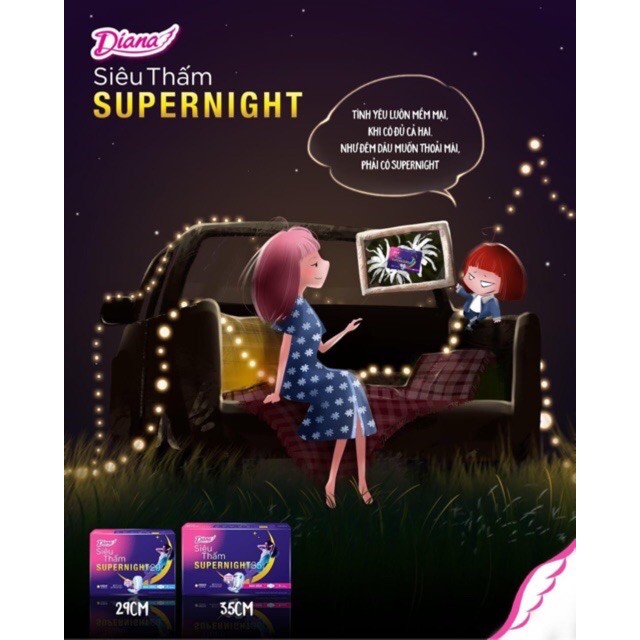 Băng vệ sinh Diana siêu thấm Super night 29cm (4 miếng/gói).