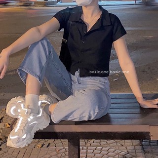 Áo croptop cổ Polo Bazic one