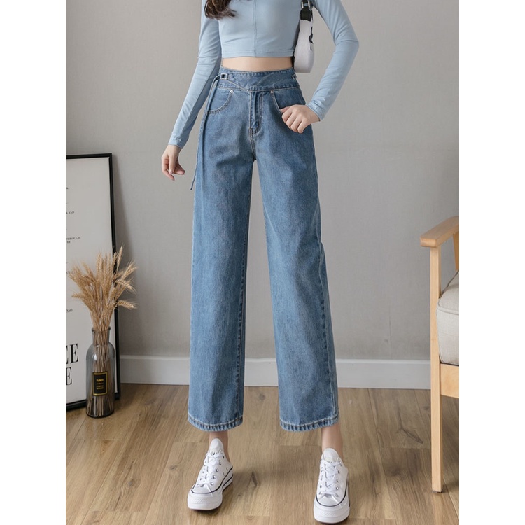 Quần jean ống rộng cho nàng nhỏ người full size