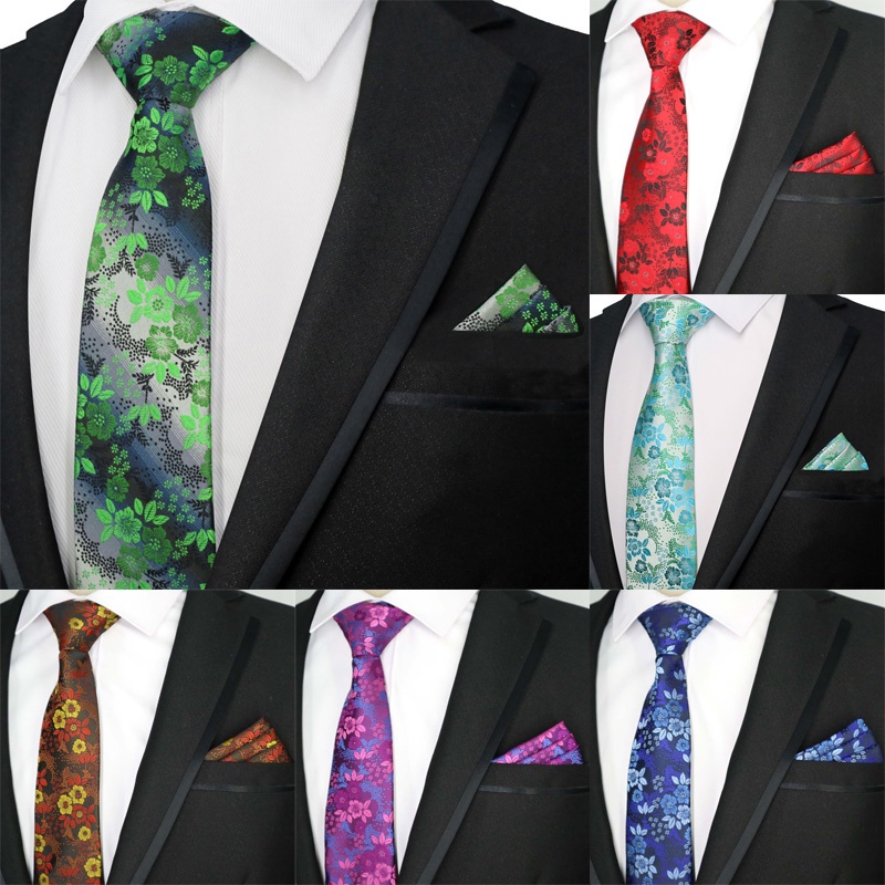Bộ Cà Vạt Và Khăn Tay 100% Lụa In Hoa Thời Trang Công Sở Cho Nam