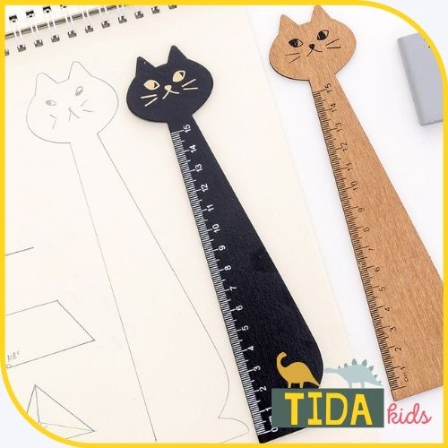 Thước Kẻ Mèo Nâu Đen ⚡️ HOT TREND ⚡️ Thước Cute, Dễ thương, Văn Phòng Phẩm TiDa Kids Shop