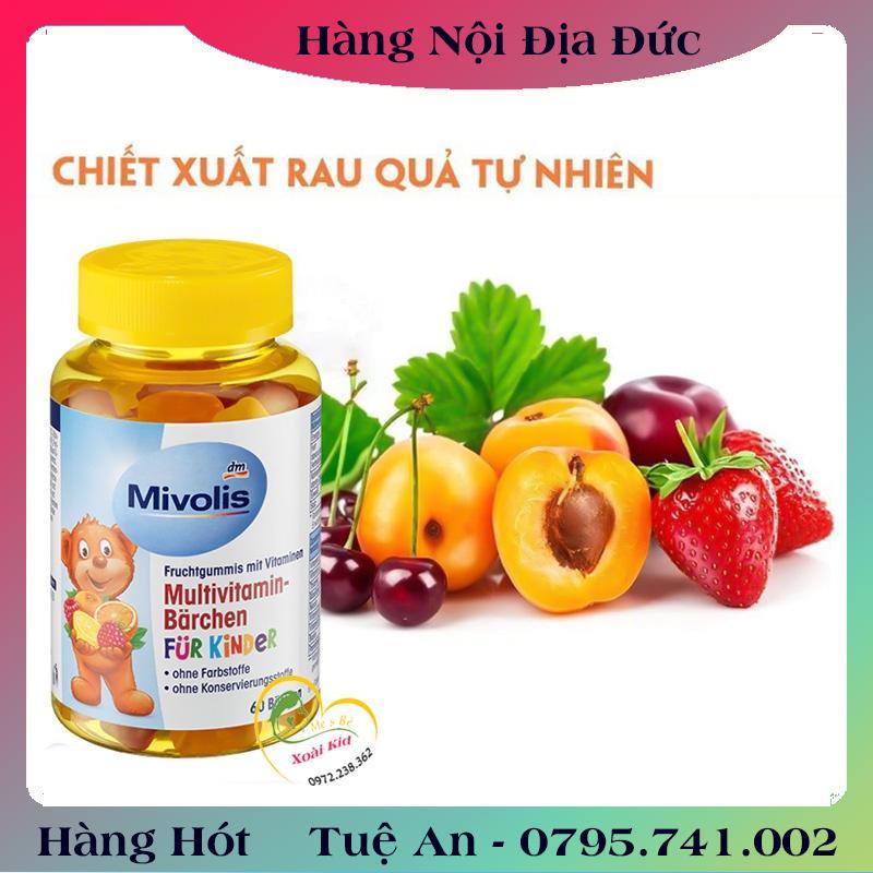 Kẹo Gấu Bổ Sung Vitamin Tổng Hợp Cho Trẻ Mivolis, Vị Trái Cây, 60 Viên - Nội Địa Đức Đủ Bill .