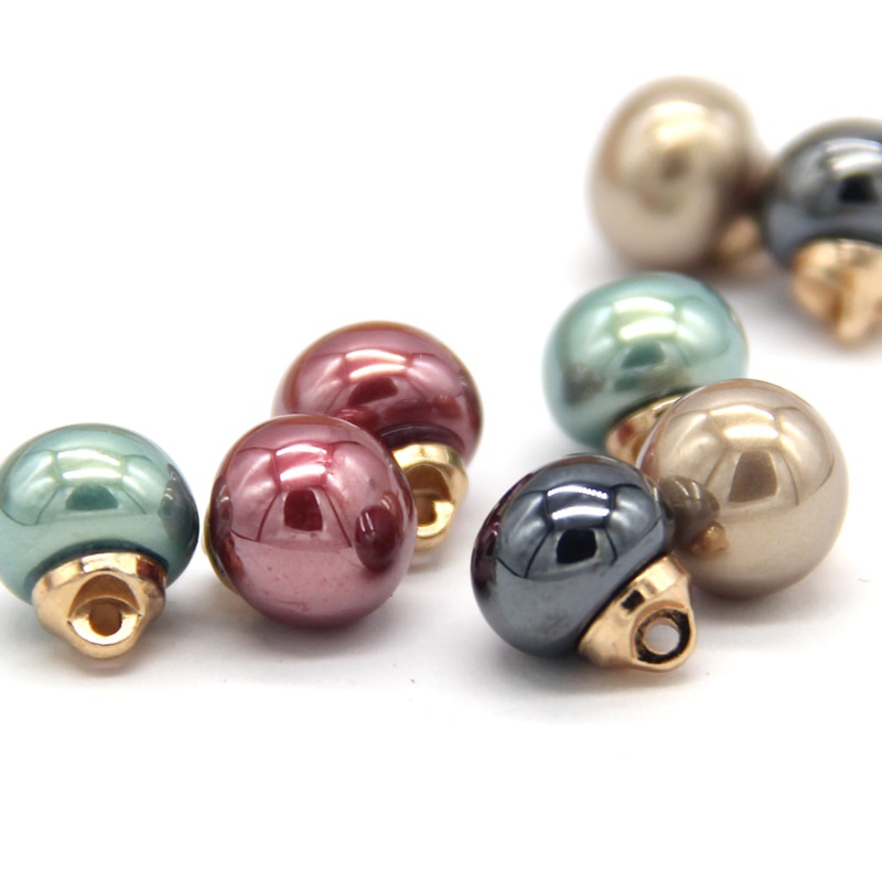 Set 10 nút ngọc trai nhân tạo mini 10mm dành cho trang trí áo sơ mi đầm cưới