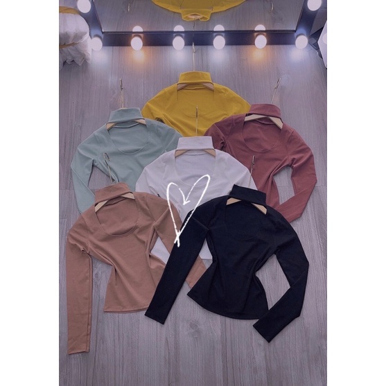 áo thun cổ choker tay dài cực sang hót 2021