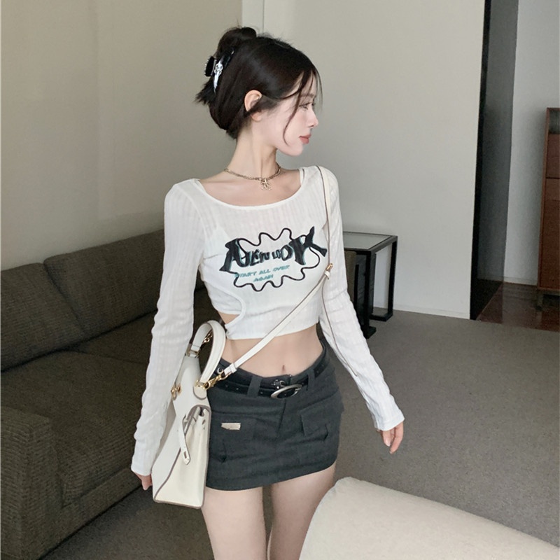 Áo Thun Dệt Kim Tay Dài In Họa Tiết Thời Trang Cho Nữ