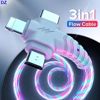 Dây cáp sạc nhanh dz.3 trong 1 có đèn led phát sáng dành cho điện thoại iphone android