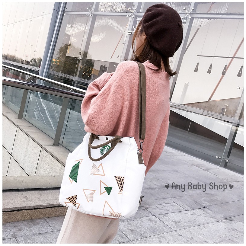 Túi tote- túi vải Ulzzang Starbucks vừa xách vừa đeo chéo 2 màu sang chảnh (hàng có sẵn)    ❣❣