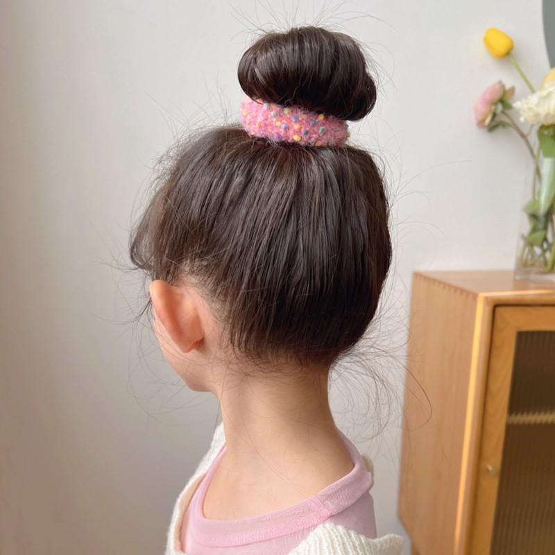 Dây Cột Tóc Cao Su Co Giãn Bọc Vải Lông Họa Tiết Chấm Bi Nhiều Màu Thời Trang Thu Đông Cho Nữ
