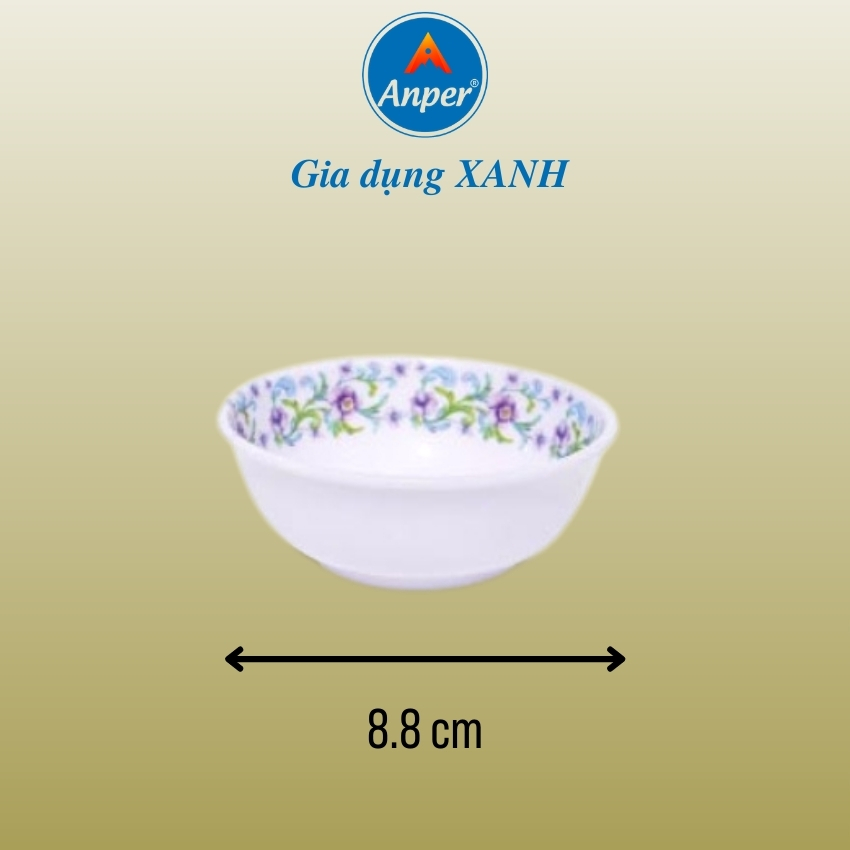 Bộ 6 Bát Chén Chấm Tròn (8.8cm) Anper Nhựa Kiểu Nhật Hàn Cứng Cao Cấp An Toàn Sang Trọng, Dùng Gia Đình Và Nhà Hàng