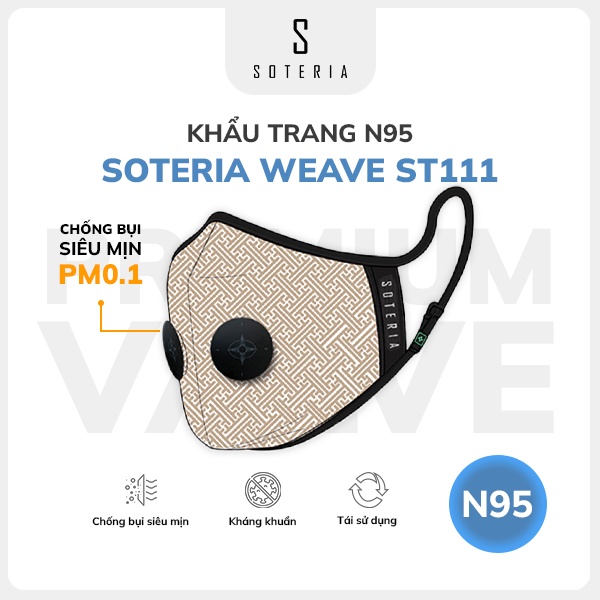 Khẩu trang thời trang Soteria Weave ST111 - N95 lọc 99% bụi mịn 0.1 micro - Size S,M,L
