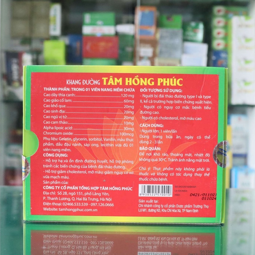 Khang đường tâm hồng phúc hỗ trợ điều trị: bệnh đái tháo đường, hạ đường huyết, giảm cholesterol, xơ vữa động mạch