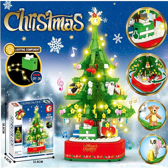 Hộp nhạc cây thông Noel lego - Đồ chơi Noel cho bé - Qùa tặng giáng sinh cho con