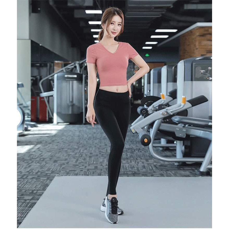 Bộ cộc tay crotop quần dài BN05 Màu đỏ, hồng, trắng thể thao tập gym, yoga, zumba Hàng VNXK