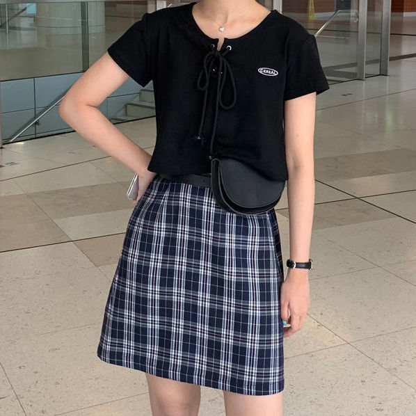 BH Áo Croptop Phối Dây Thắt Phong Cách Retro Hàn Quốc