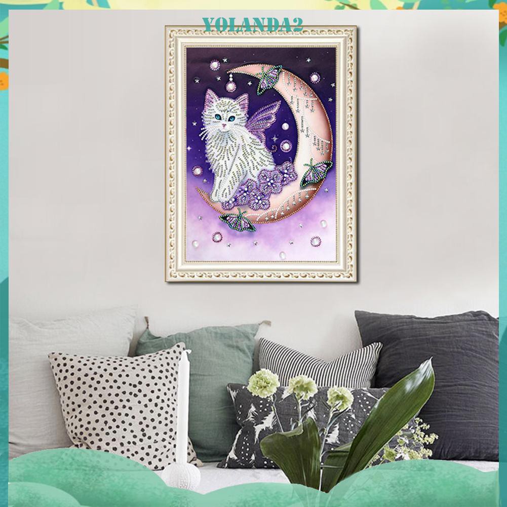 Bộ Tranh Đính Đá 5d Tự Làm Hình Chú Mèo Đáng Yêu