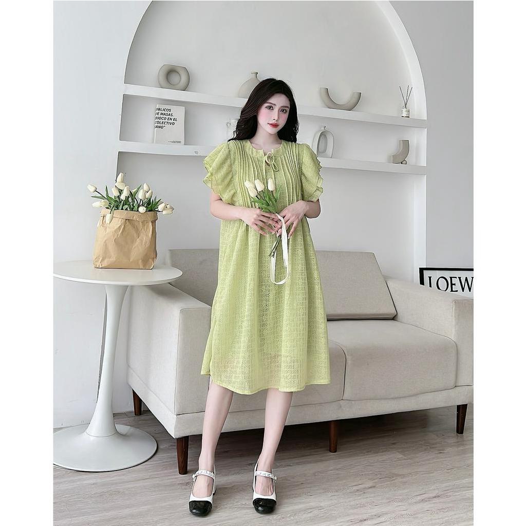 Đầm bầu thiết kế , váy bầu xinh công sở ren ô vuông mềm mát phù hợp mọi hoàn cảnh