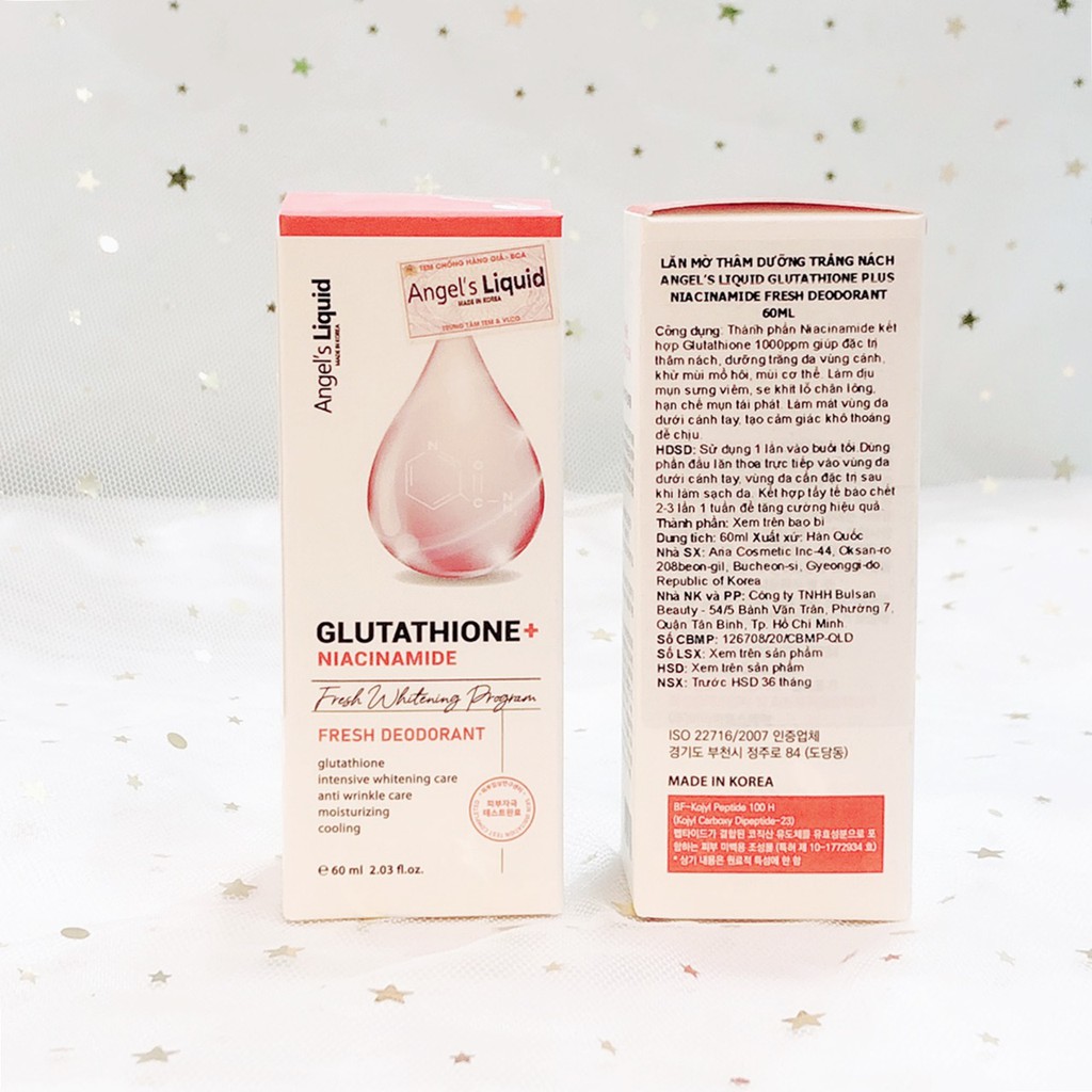 [PHIÊN BẢN NÂNG CẤP] Lăn Khử Mùi Angel's Liquid Glutathione+ Niacinamide Fresh Deodorant 60ml