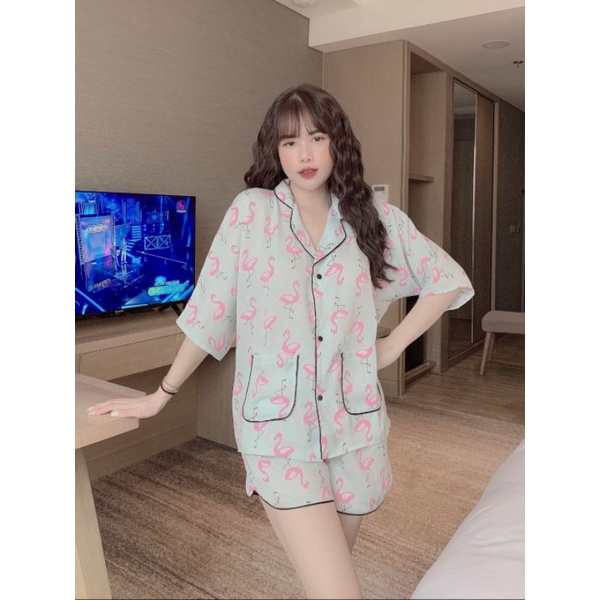Đồ bộ pijama lụa mango, bộ đồ ngủ đùi  cánh dơi nhiều họa tiết | BigBuy360 - bigbuy360.vn