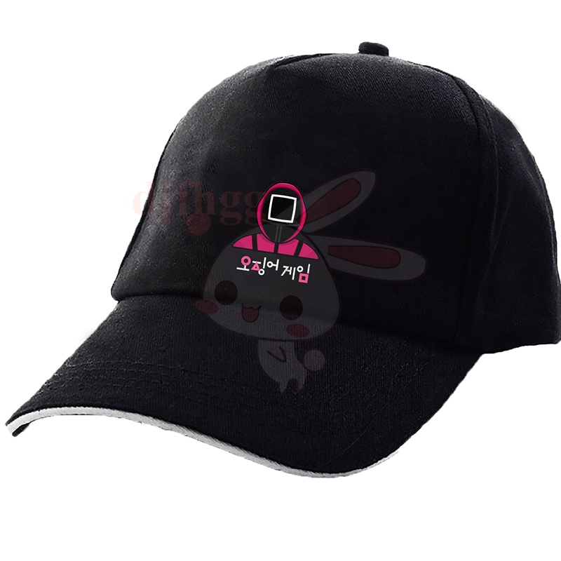 giá rẻ nhất Squid Game Mũ lưỡi trai hai mặt màu hồng/đen phong cách hip hop
