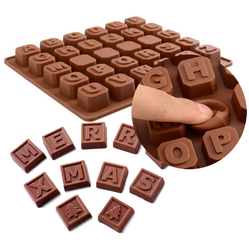 Khuôn silicone Anaeat làm bánh kẹo chocolate 26 ngăn hình chữ cái 15.5 x 18cm