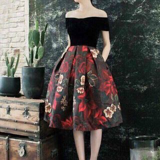 Đầm xòe tùng phối gấm