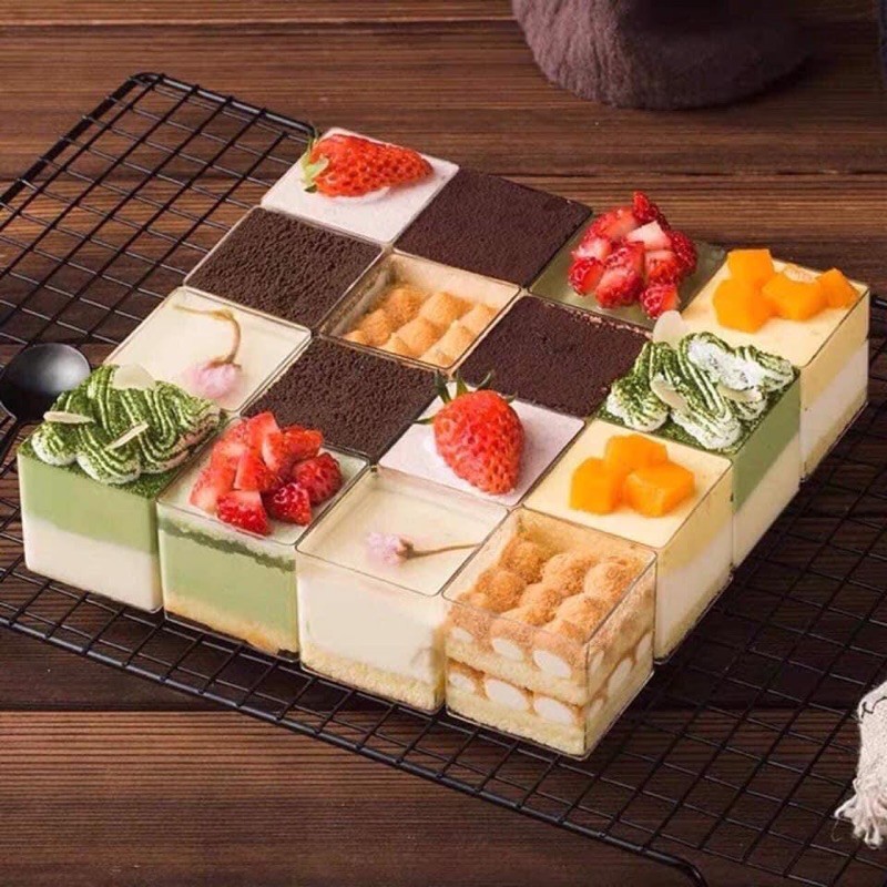 Set 10 hộp mousse vuông, tim, oval mini kèm nắp