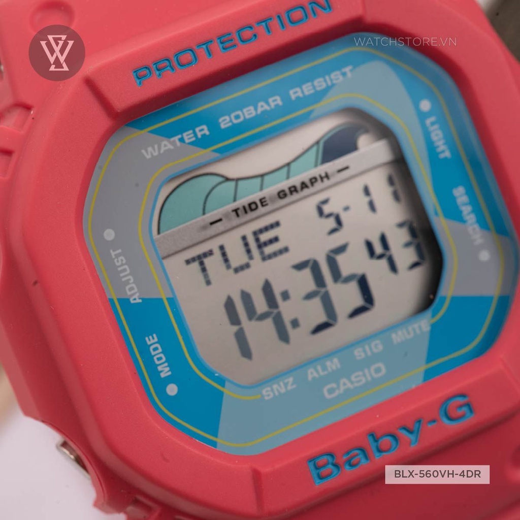 Đồng Hồ Điện Tử Nữ Casio Baby-G WATCHSTORE BLX-560VH-4DR Thiết Kế Mặt Kính Khoáng 40mm, Dây Và Vỏ Nhựa Bền Bỉ