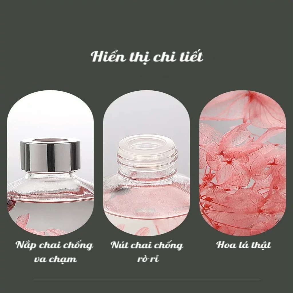 Tinh dầu thơm phòng WIACHNN 200ml tinh dầu thiên nhiên hoa khô vĩnh cửu tặng kèm que gỗ khuếch tán CozyBin