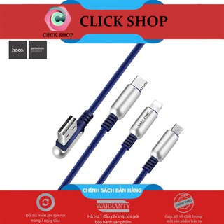 Hoco u17 Cáp sac đầu L cao cấp Hoco U17 - Dây sạc u17 có 3 loại sạc lightning micro type-C