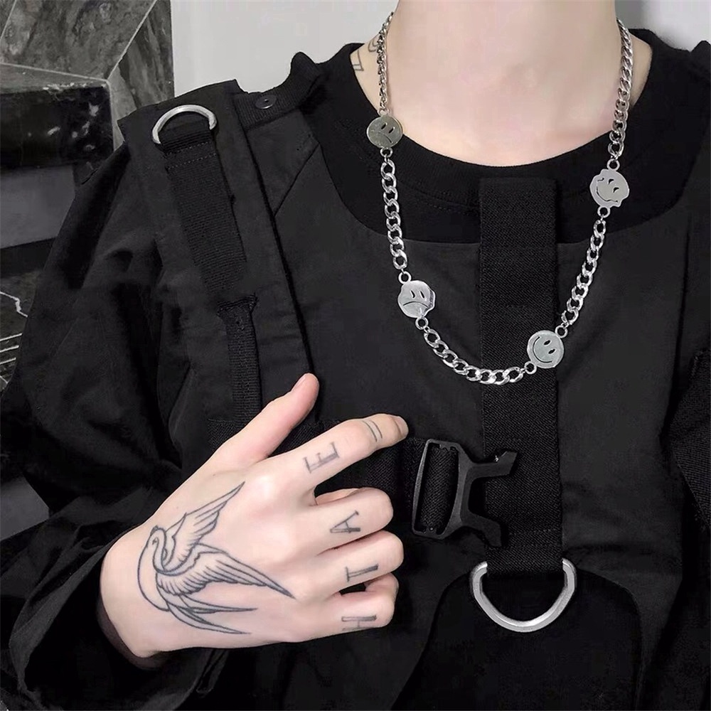 Bộ 2 Vòng cổ Hình Đầu Lâu/ Bướm/ Mặt Cười Bằng Thép Không Gỉ Phong Cách Hip hop Thời Trang Cho Nam Và Nữ