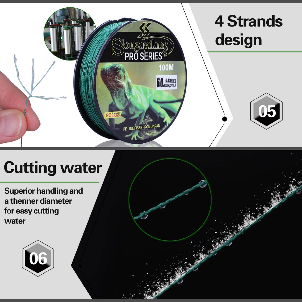 Cuộn dây câu cá bện 4 sợi PE Sougayilang 12.2-57.1LB 100M