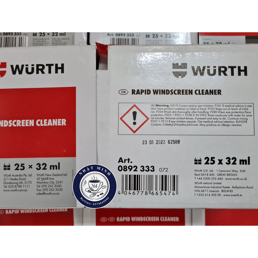 COMBO NƯỚC RỬA KÍNH WURTH